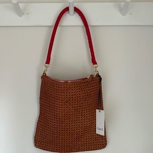 Clare V Tan Woven Bag with Red Handle - NWT
